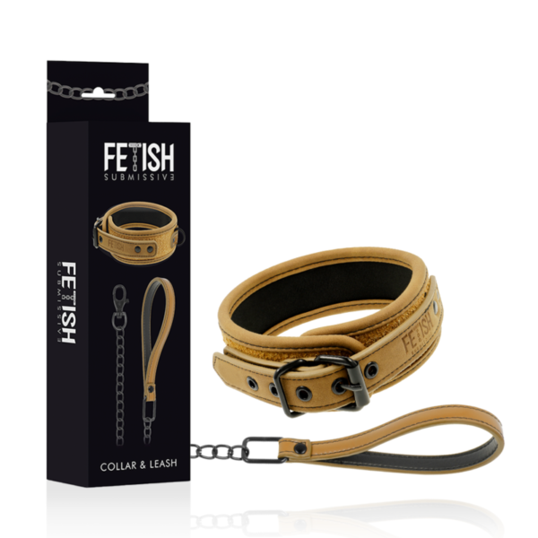 FETISH SUBMISSIVE ORIGEN™ - COLAR FORRO DE NEOPRENE COM CORRENTE