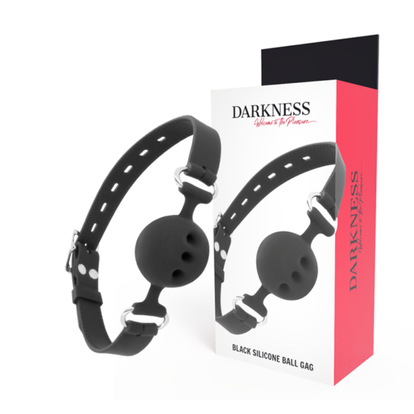DARKNESS™ - MORDAÇA DE SILICONE RESPIRÁVEL PRETA