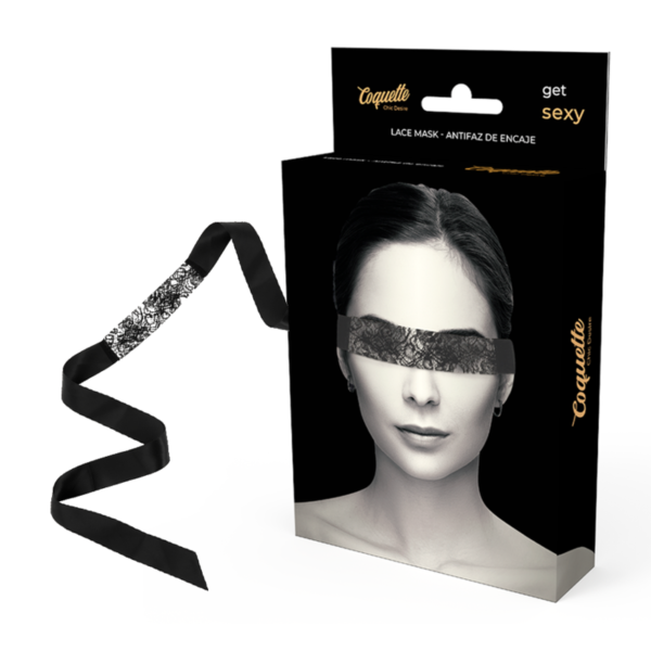 COQUETTE CHIC DESIRE™ - MÁSCARA DE RENDA PRETA COM FITA