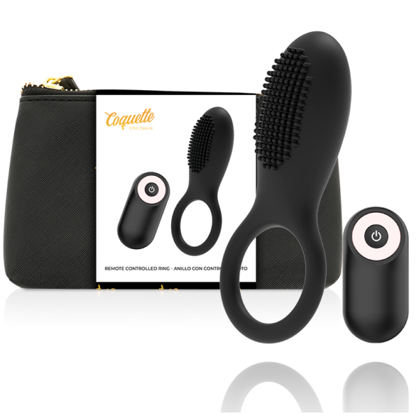 COQUETTE CHIC DESIRE -  COCK RING CONTROLE REMOTO RECARREGÁVEL PRETO/ OURO