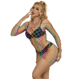 SUBBLIME - 952426 RAINBOW MANGA LONGA FISHNET BODYSTOCKING TAMANHO ÚNICO