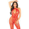 LEG AVENUE - BODYSTOCKING DE MALHA COM ESTAMPA DE FLORES VERMELHO TAMANHO ÚNICO - Image 2