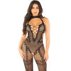 LEG AVENUE - BODYSTOCKING DE MALHA COM ESTAMPA DE FLORES PRETO TAMANHO ÚNICO - Image 2